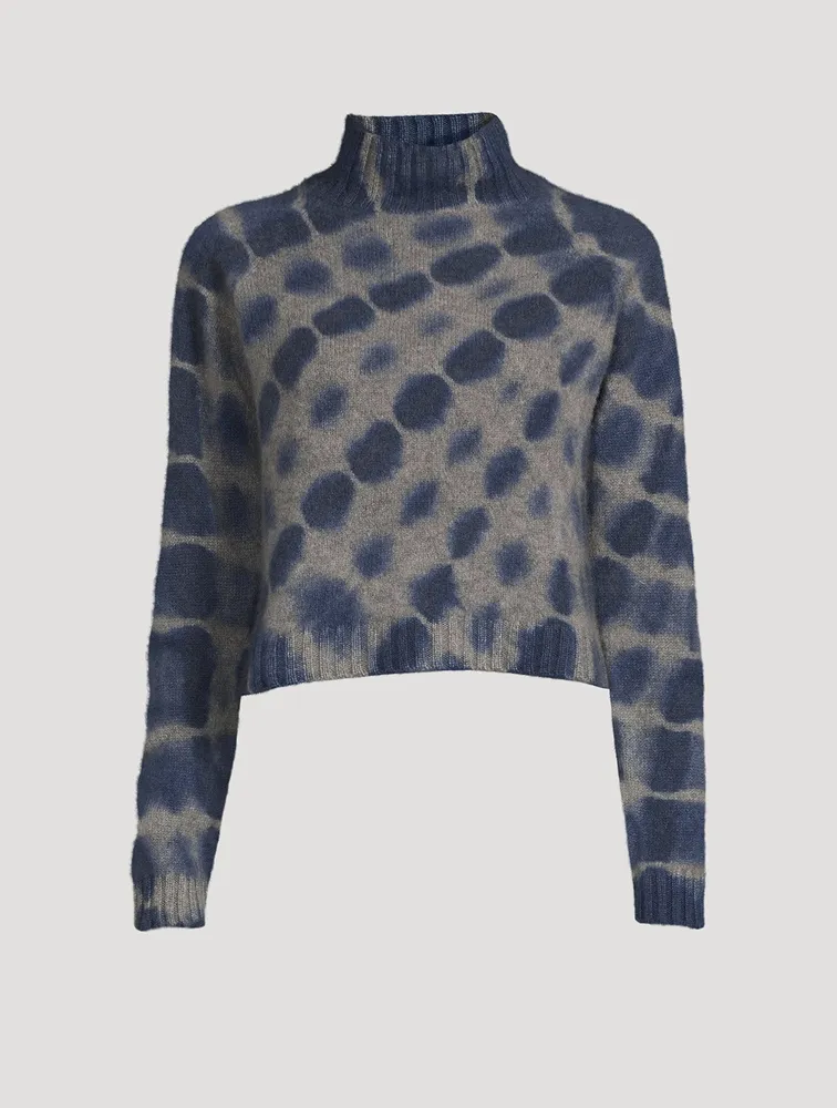 Highland Crop Cashmere Sweater Tie-Dye Print