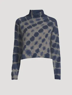 Highland Crop Cashmere Sweater In Tie-Dye Print
