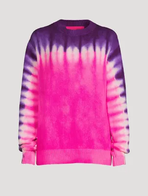 Simple Daybreak Cashmere Sweater In Tie-Dye Print