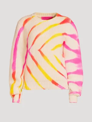 Chunky Rib Cashmere Sweater Tie-Dye Print
