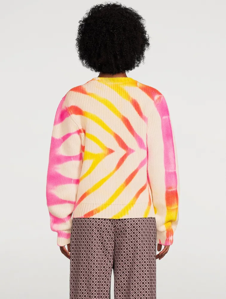 Chunky Rib Cashmere Sweater Tie-Dye Print
