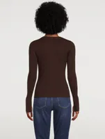 Ribbed Wool And Silk Henley Top