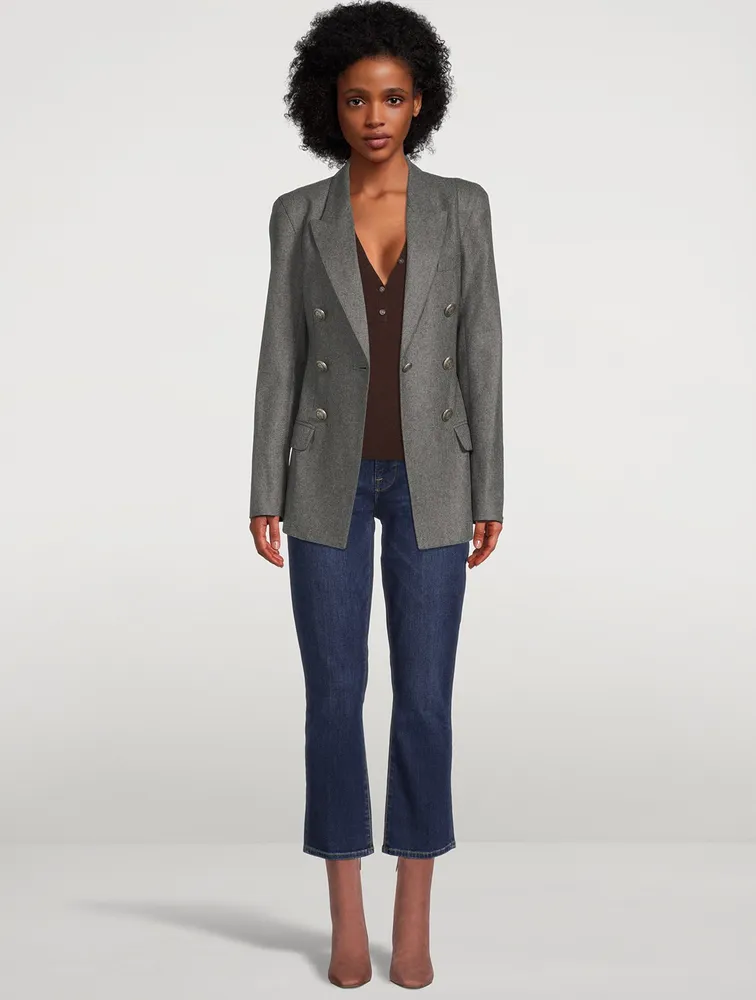 Ribbed Wool And Silk Henley Top