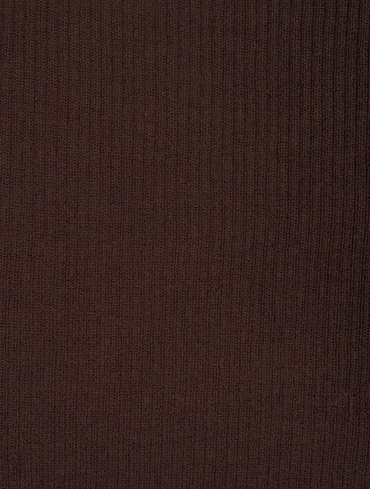 Ribbed Wool And Silk Henley Top
