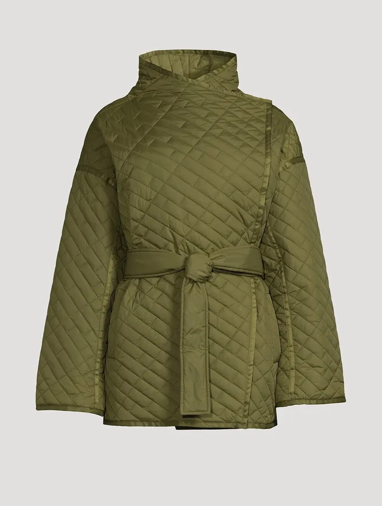 Drape-Neck Quilted Jacket