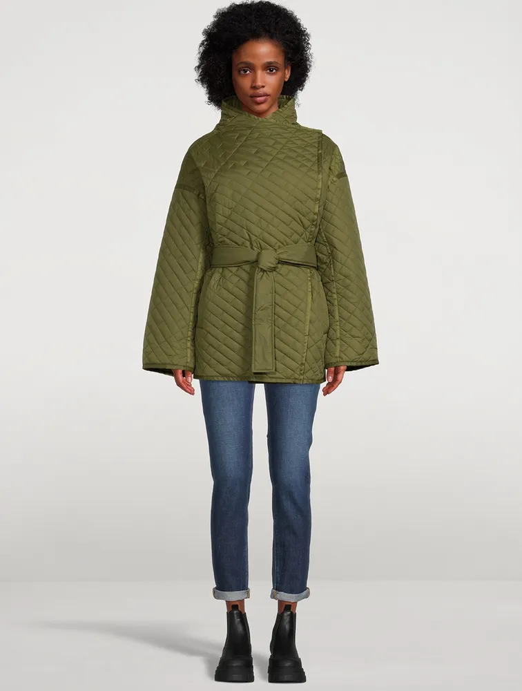 Drape-Neck Quilted Jacket