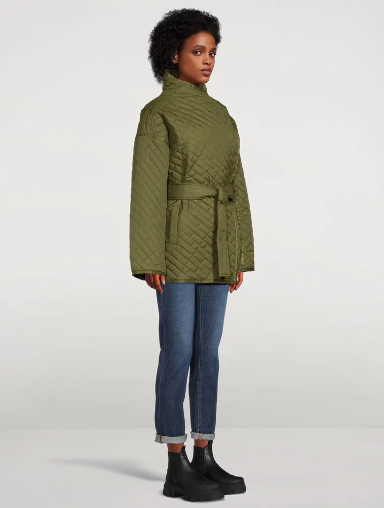 Drape-Neck Quilted Jacket