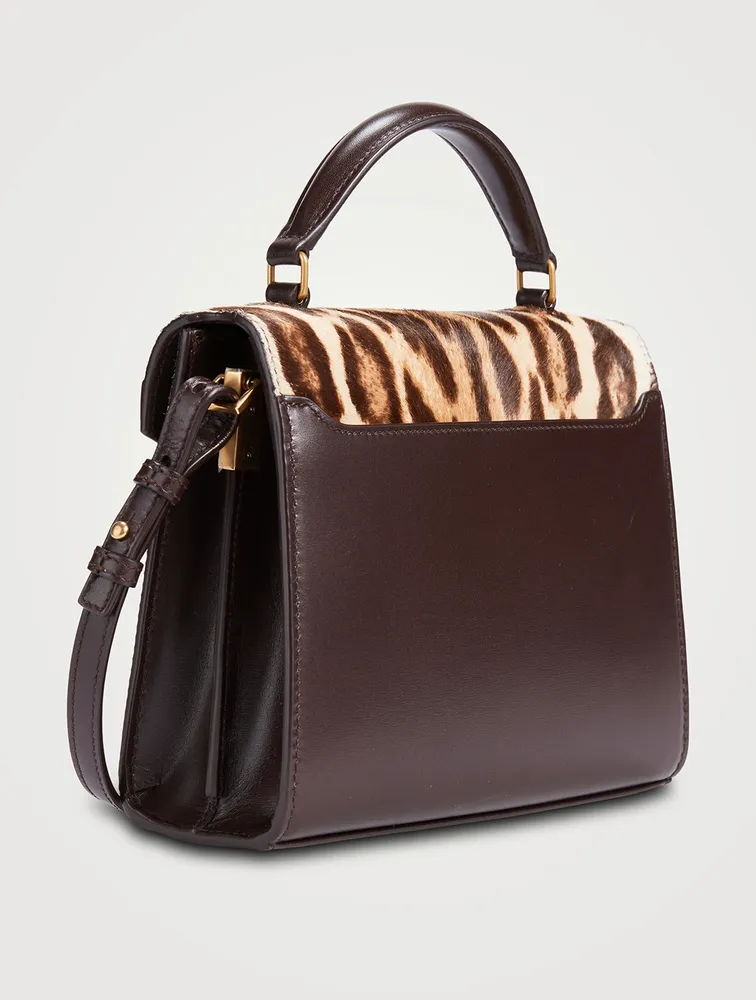 Cassandra YSL Monogram Calf Hair Top Handle Bag In Leopard Print