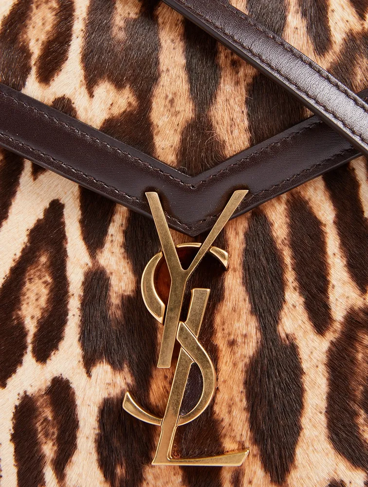 Cassandra YSL Monogram Calf Hair Top Handle Bag In Leopard Print