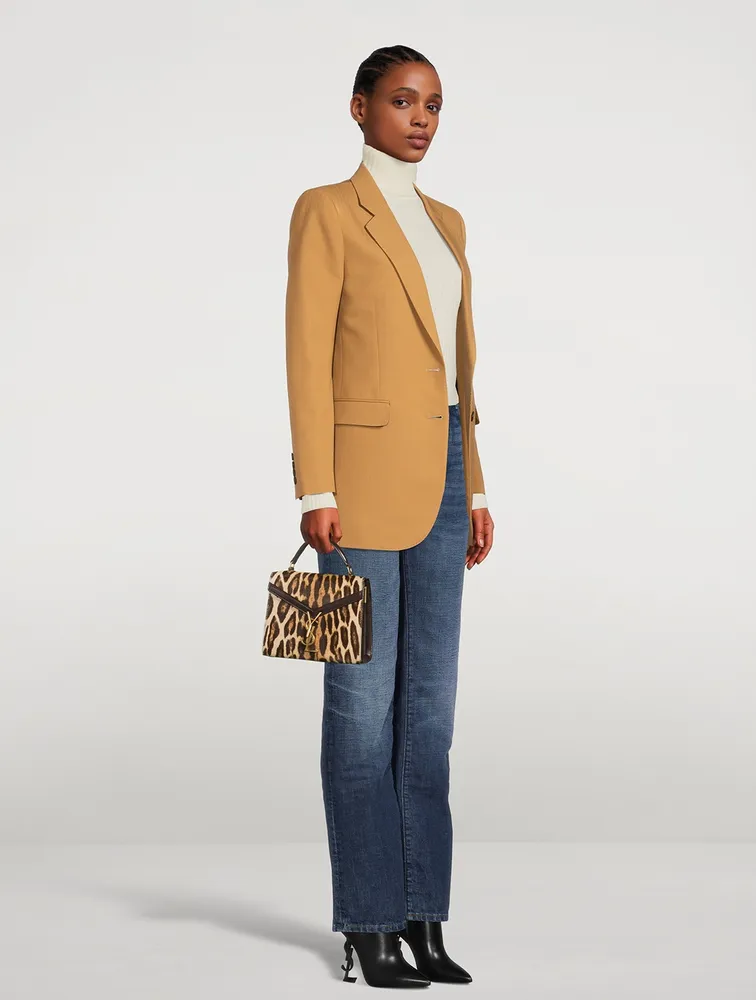 Cassandra YSL Monogram Calf Hair Top Handle Bag In Leopard Print
