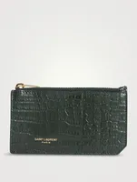 Fragments YSL Monogram Croc-Embossed Leather Card Holder