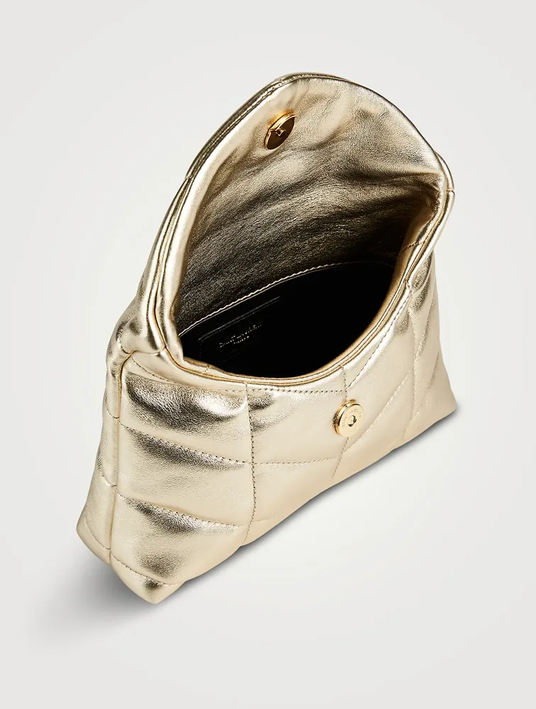 Lou Puffer Metallic Leather Clutch