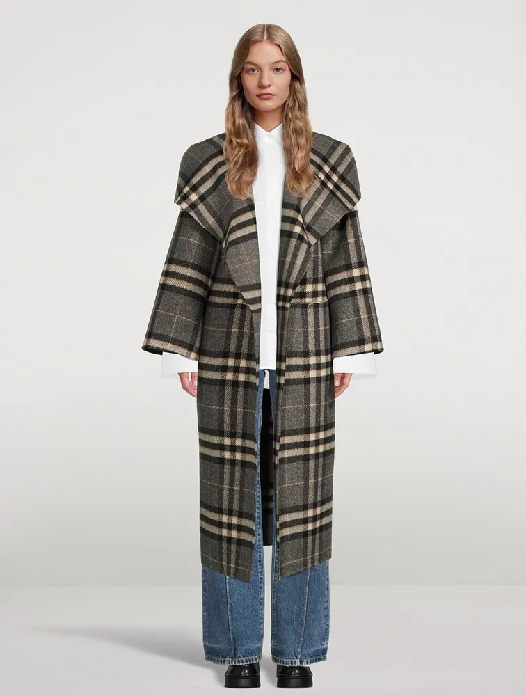 Signature Doublé Wool Coat Check Print