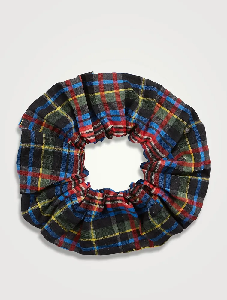 Seersucker Scrunchie In Check Print