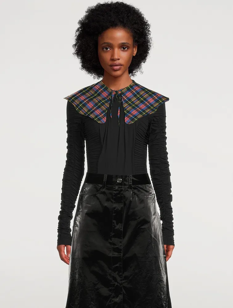 Seersucker Collar In Check Print