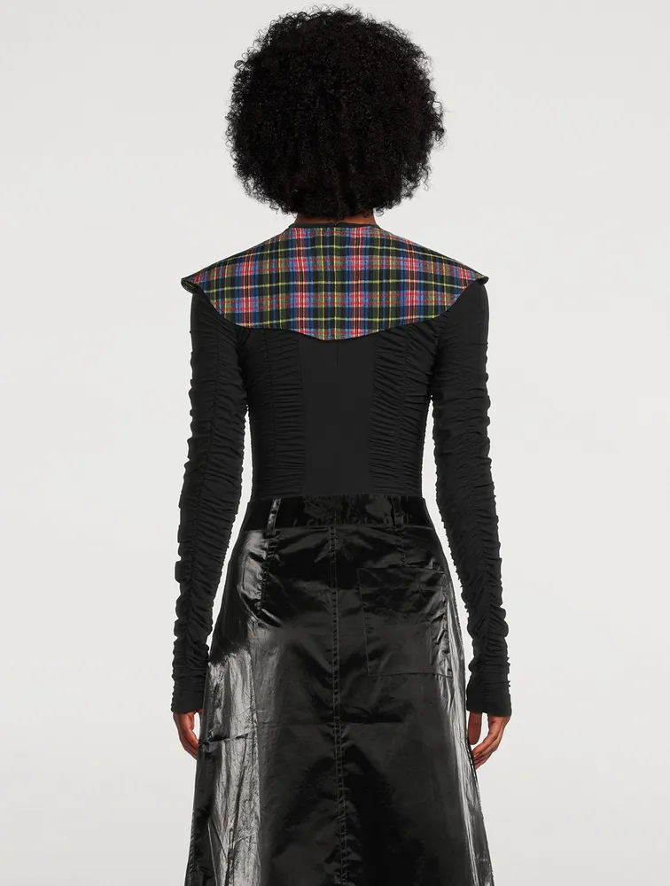Seersucker Collar In Check Print