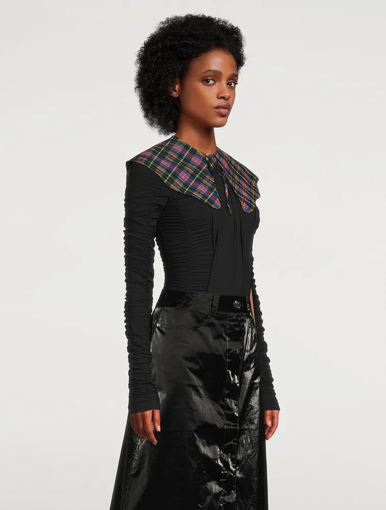 Seersucker Collar In Check Print