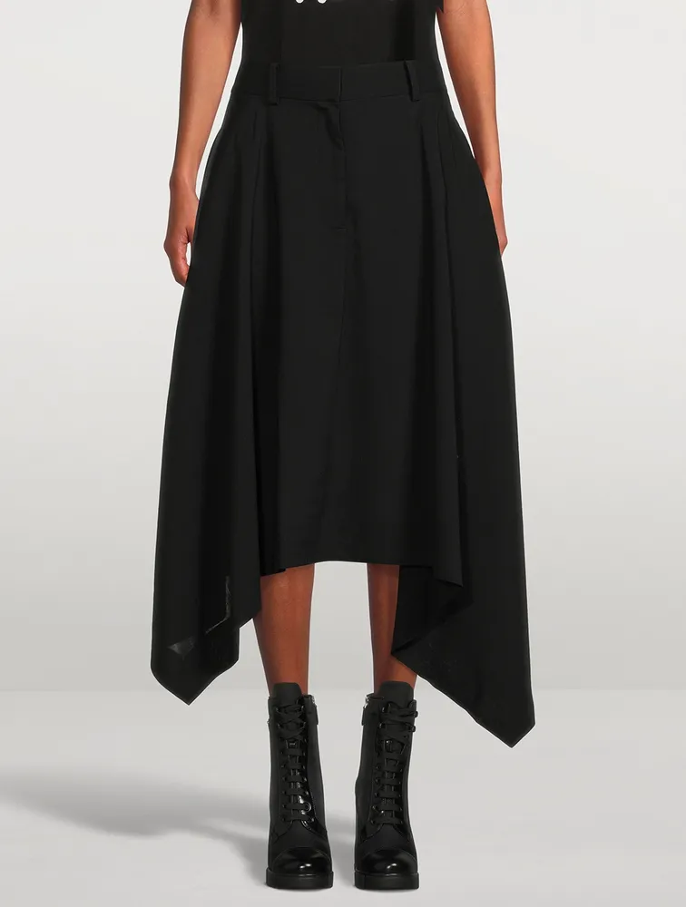 Asymmetric Suiting Midi Skirt