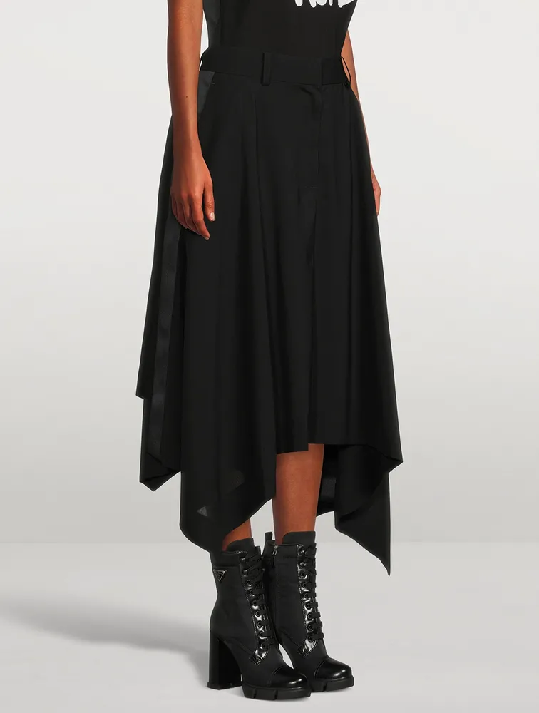 Asymmetric Suiting Midi Skirt