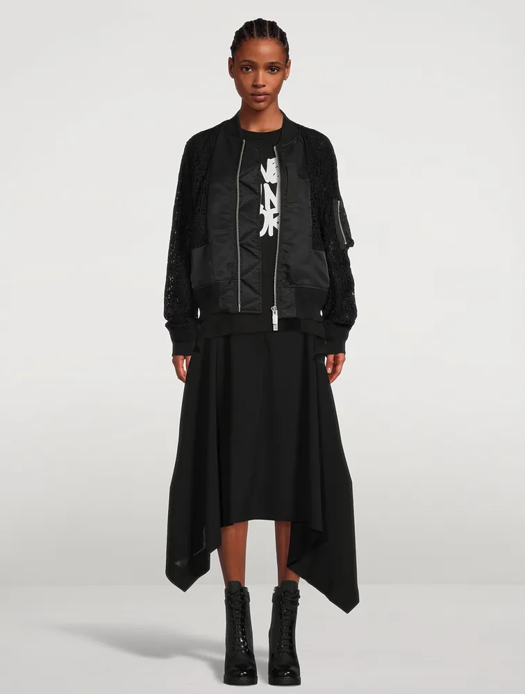 Asymmetric Suiting Midi Skirt