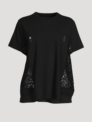 Cotton T-Shirt With Embroidered Sides