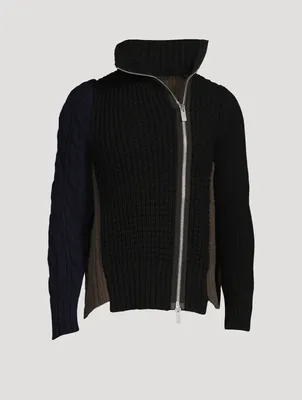 Zip-Front Knit Cardigan