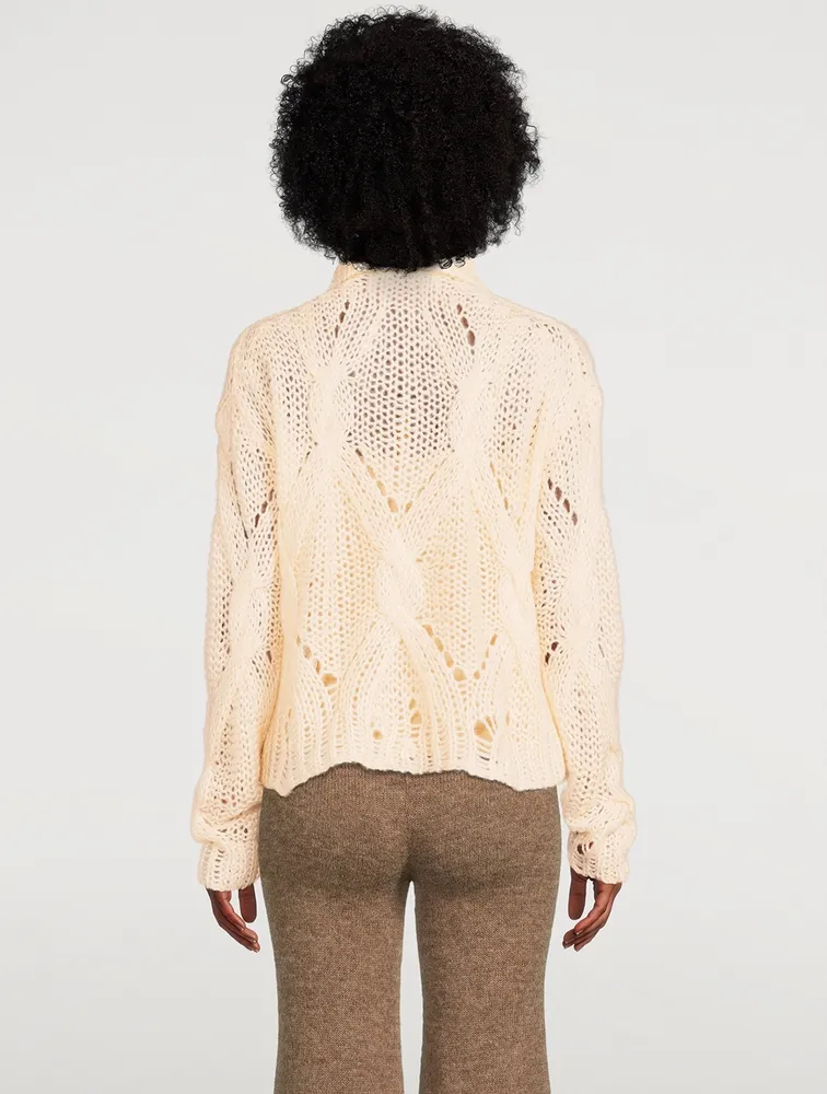 Cable-Knit Polo Sweater