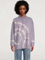 Long-Sleeve Polo Shirt Tie-Dye Print