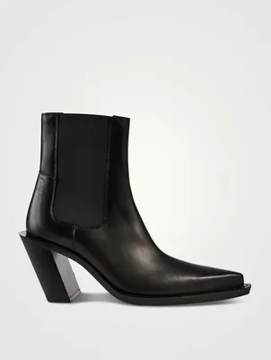 Leather Angled-Heel Chelsea Boots