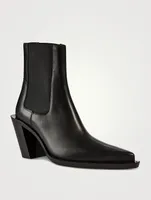 Leather Angled-Heel Chelsea Boots