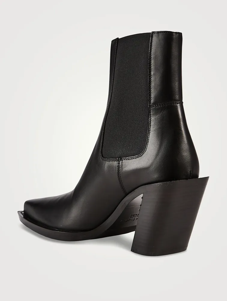 Leather Angled-Heel Chelsea Boots