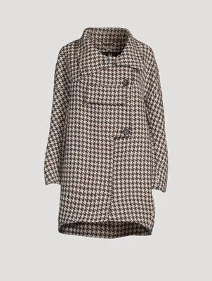 Veda Wool Coat Houndstooth Print