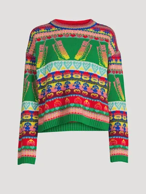 Keep Touch Intarsia Virgin Wool Sweater