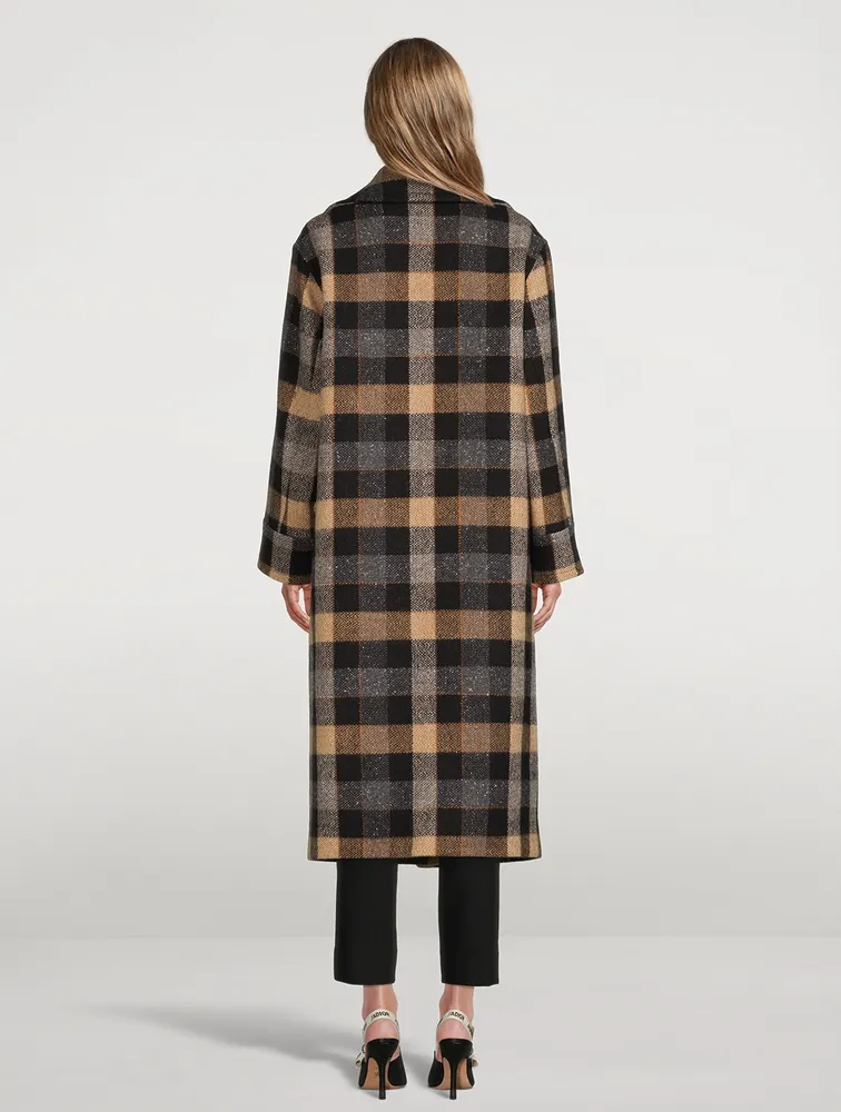 Blanket Coat Check Print