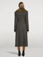 Belt Coat With Detachable Faux Fur Collar