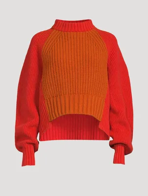 Puff-Sleeve Sweater With Removable Turtleneck