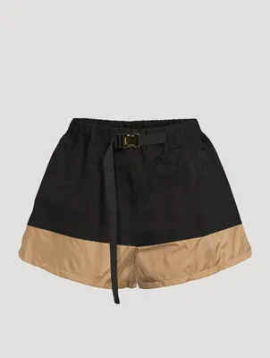 Cotton-Blend Belted Track Shorts