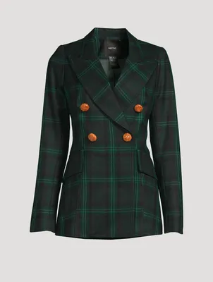 Wedding Double-Breasted Blazer Plaid