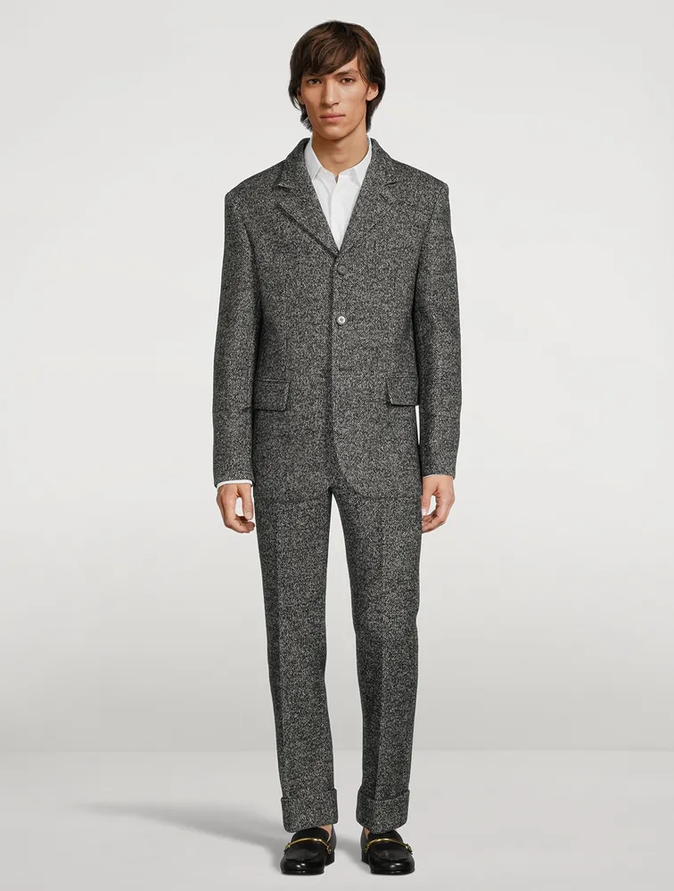 Wool-Blend Three-Button Suit Jacket