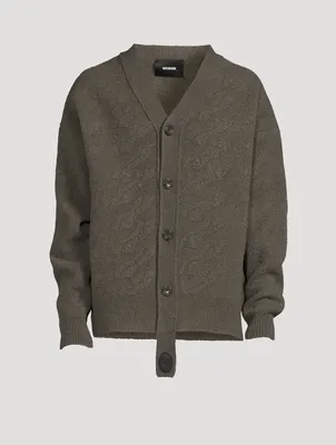 Wool-Blend Logo Cable-Knit Cardigan