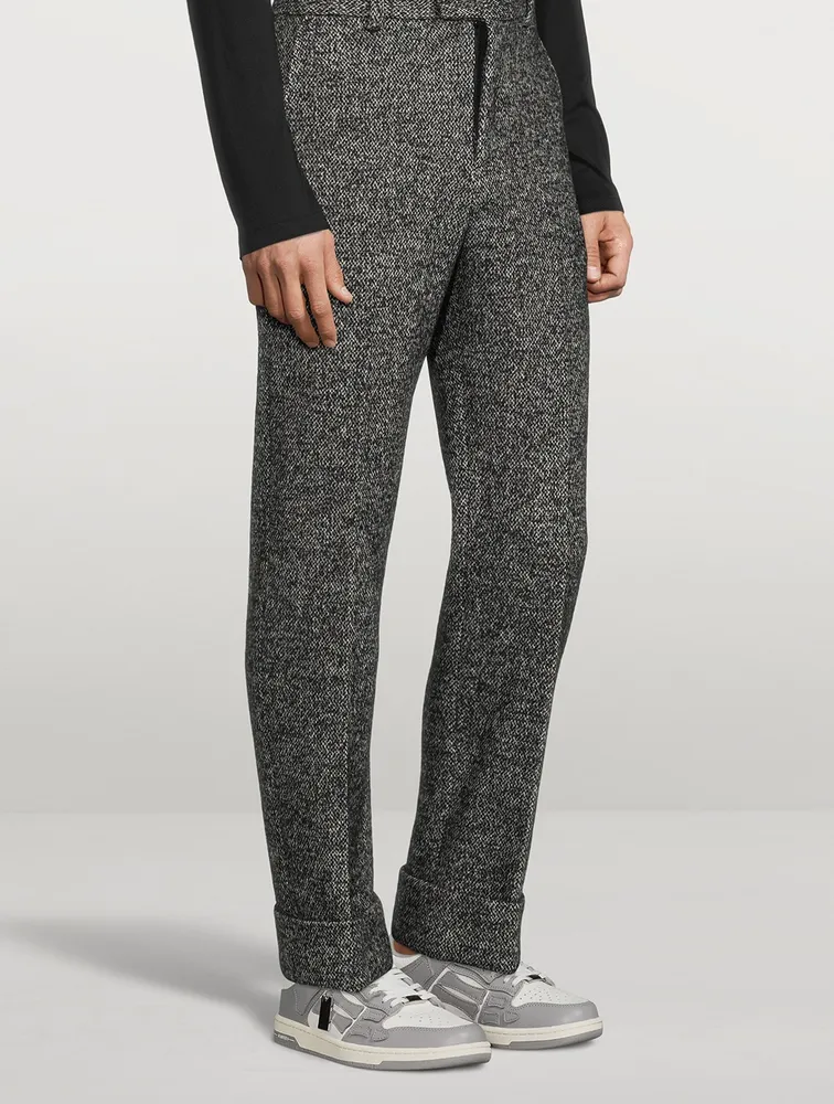 Wool-Blend Straight-Leg Suit Pants With Cuffs
