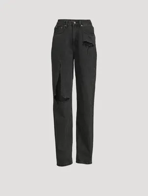 Playback Ripped Straight-Leg Jeans