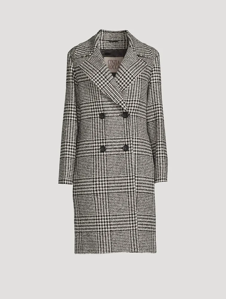 Prince Of Wales Wool-Blend Double-Breasted Coat