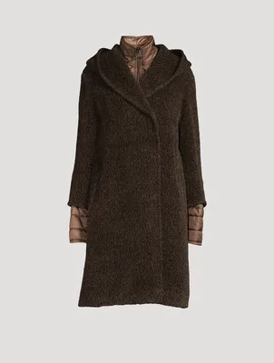 Wool And Suri Alpaca Hooded Coat With Detachable Down Insert