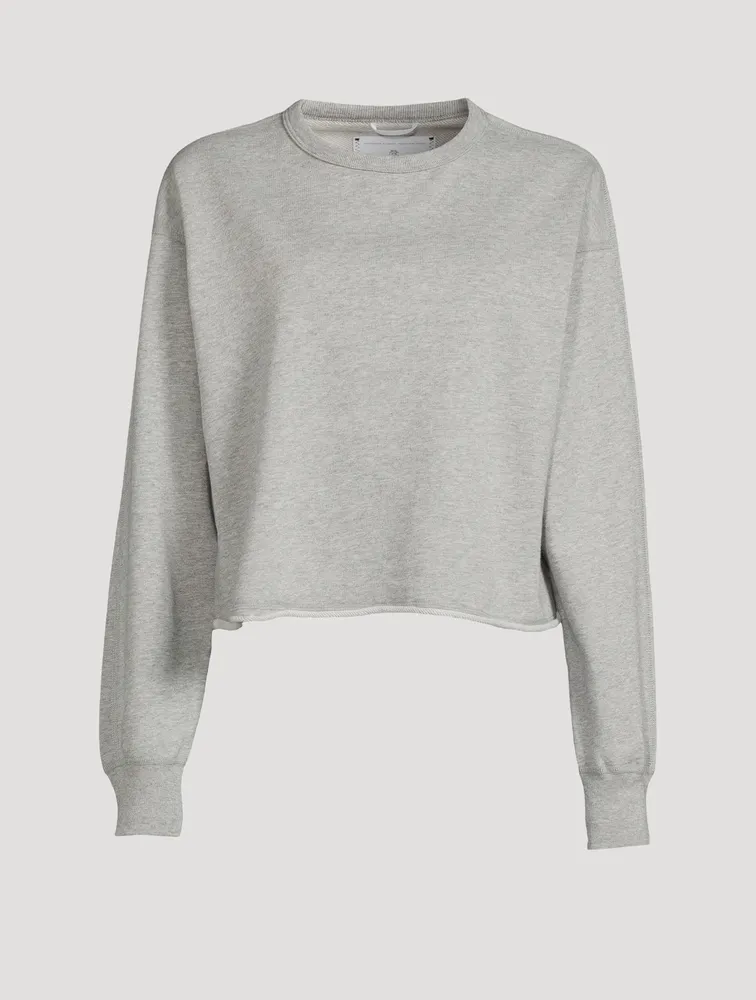 Lightweight Terry Cotton Cut-Off Crewneck Sweatshirt