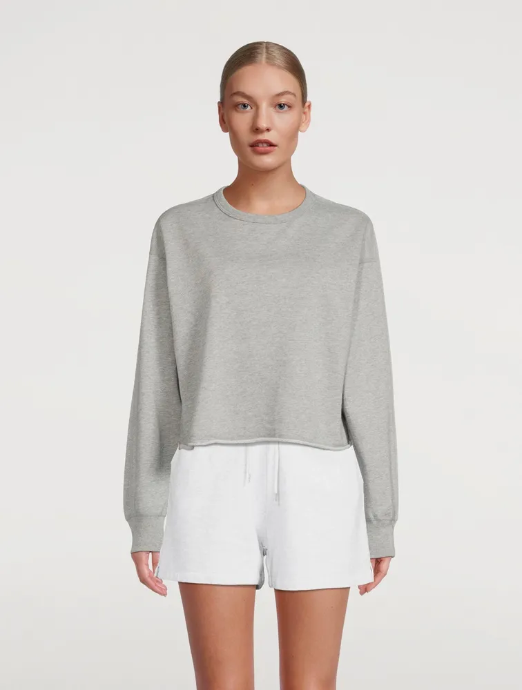 Lightweight Terry Cotton Cut-Off Crewneck Sweatshirt