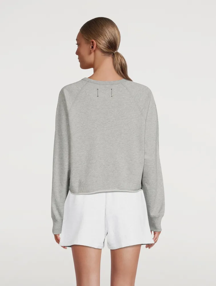 Lightweight Terry Cotton Cut-Off Crewneck Sweatshirt