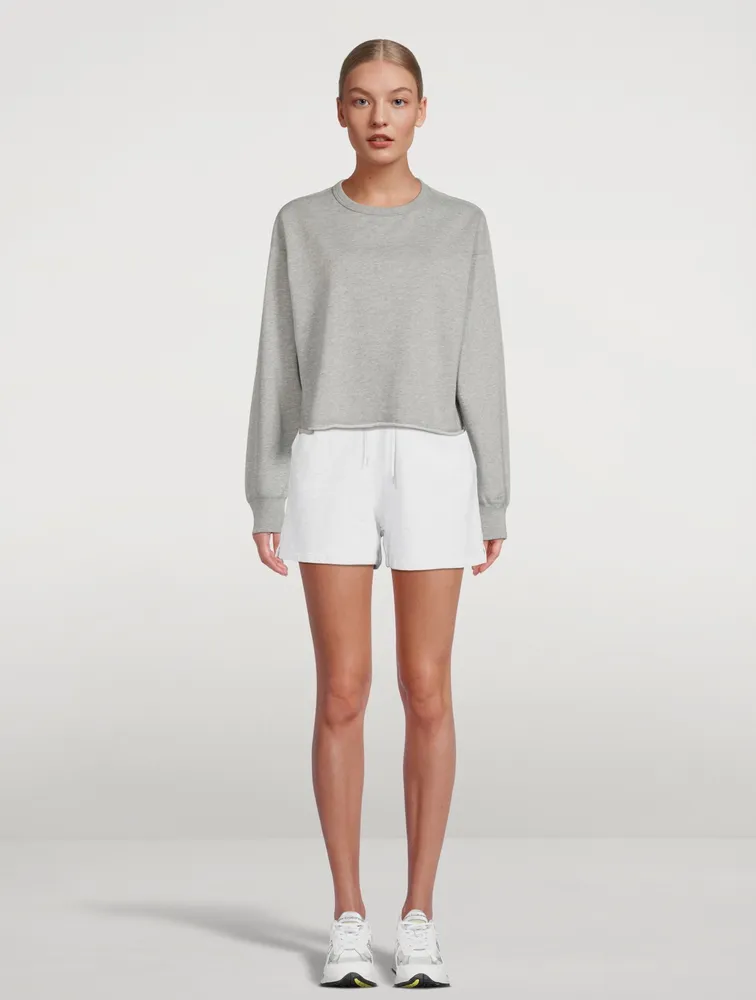 Lightweight Terry Cotton Cut-Off Crewneck Sweatshirt