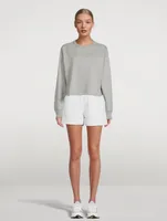 Lightweight Terry Cotton Cut-Off Crewneck Sweatshirt