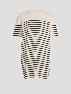 Ribbed Mini T-Shirt Dress Striped Print
